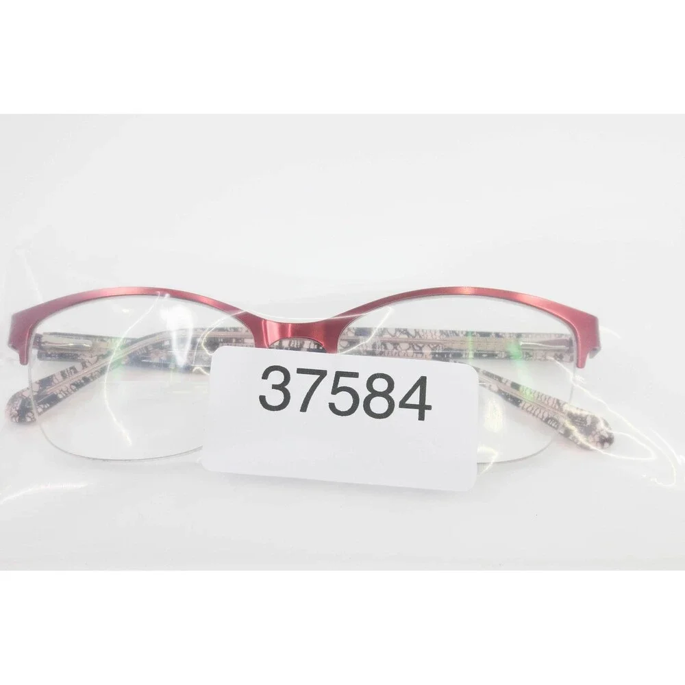 WR 6100 BU Burgundy Semi Rimless Cat Eye Eyeglasses Pink Lace Temples 52-17-135